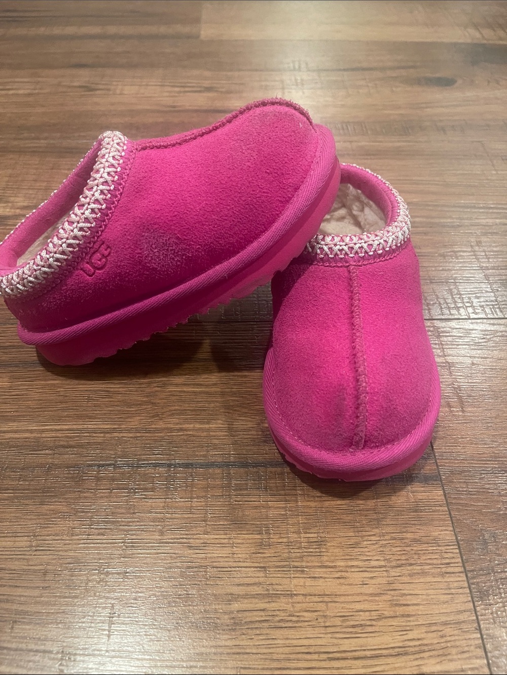 UGG Kids Hot Pink Suede Slip-On Clog
